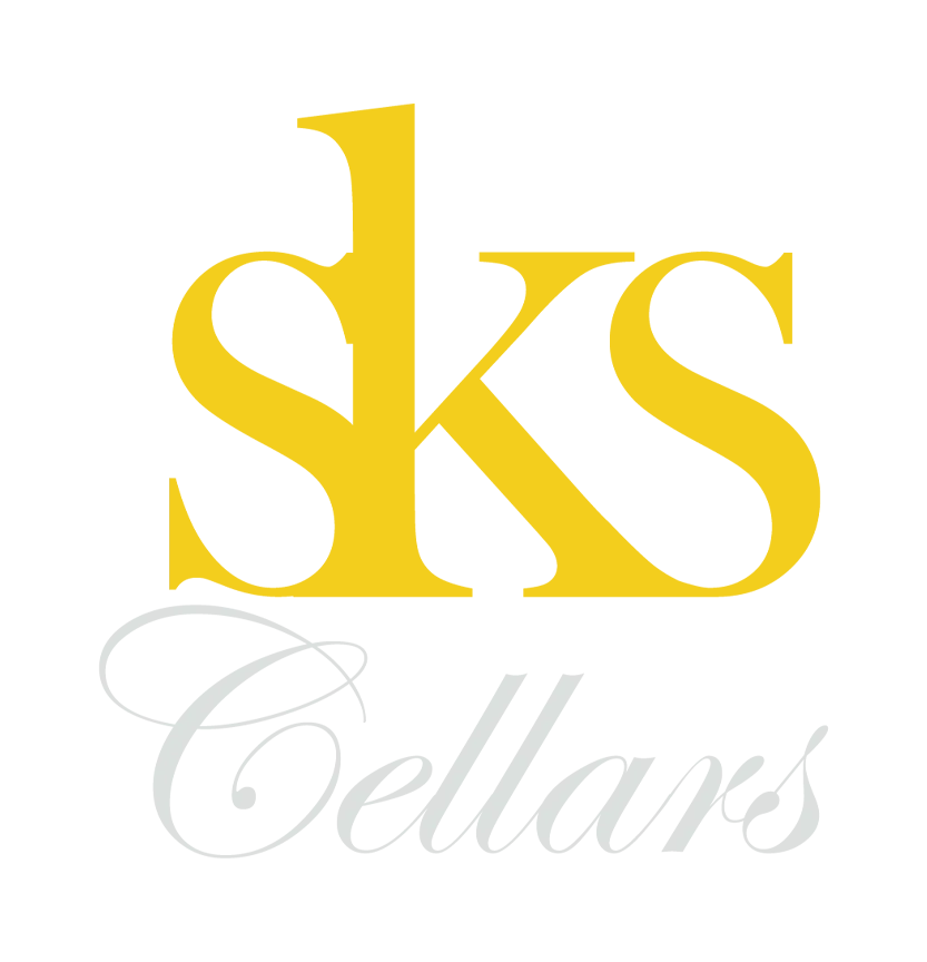 SKS Cellars Scrolled light version of the logo (Link to homepage)